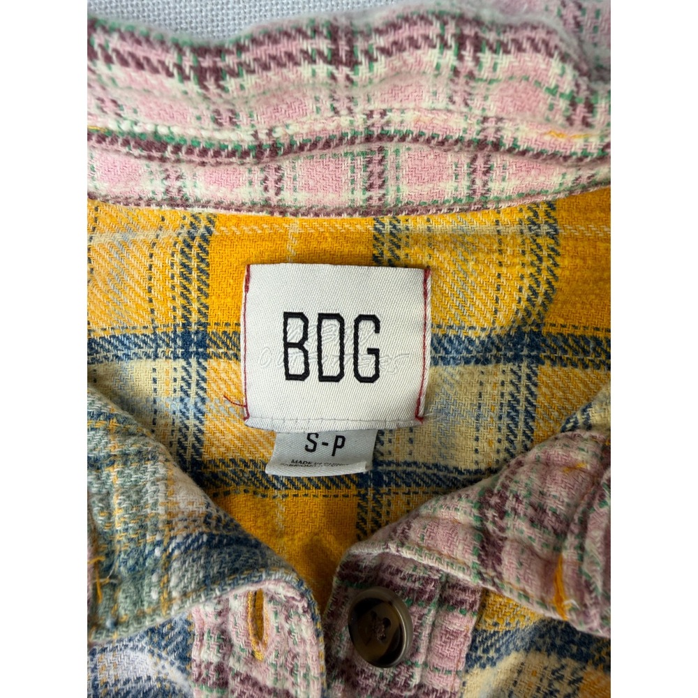 BDG Urban Outfitters Patchwork Plaid Flannel Shirt Oversized Raw Hem Small - Picture 5 of 9